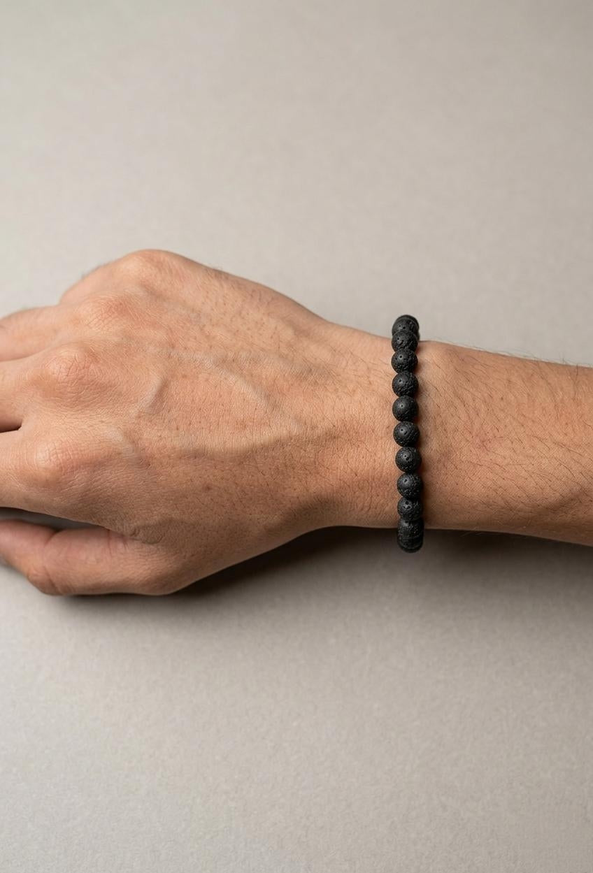 Premium Handcrafted Matte Black Beaded Bracelet with Silver Accent Spacers